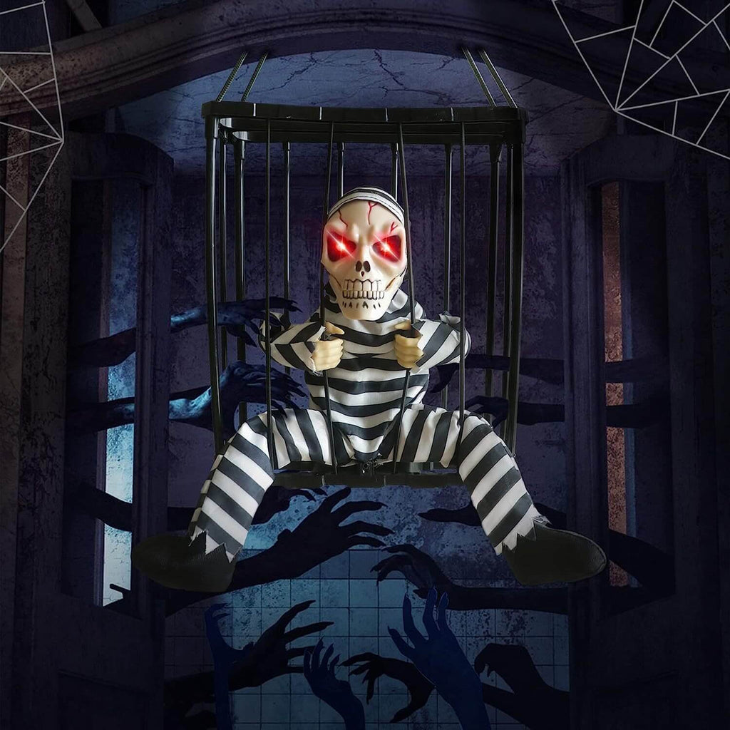 Hängende Halloween Skelett Dekoration | Kunststoff Hängefigur für Halloween | Saisonale Deko für Innen- und Außenbereiche | Schmid