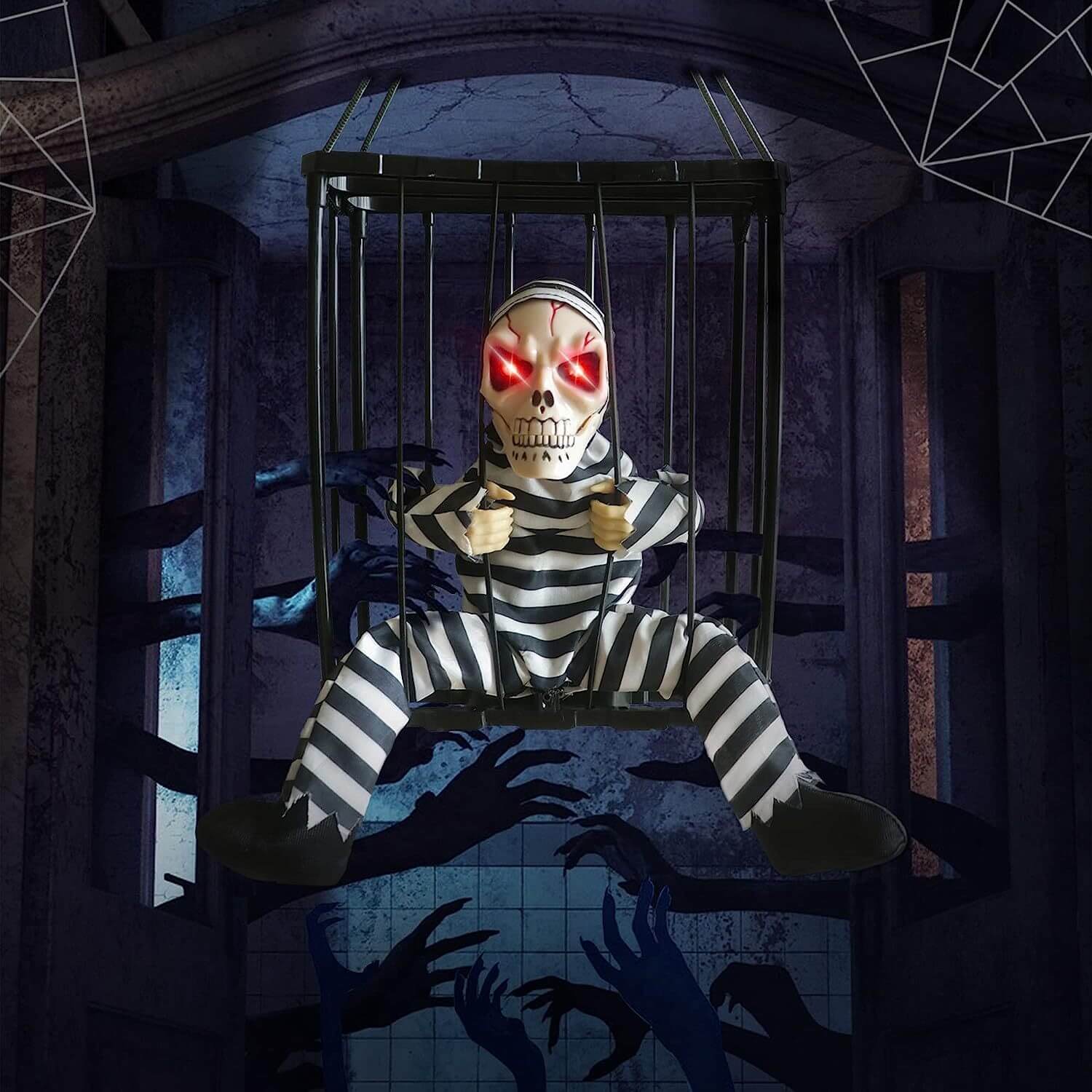Hängende Halloween Skelett Dekoration | Kunststoff Hängefigur für Halloween | Saisonale Deko für Innen- und Außenbereiche | Schmid