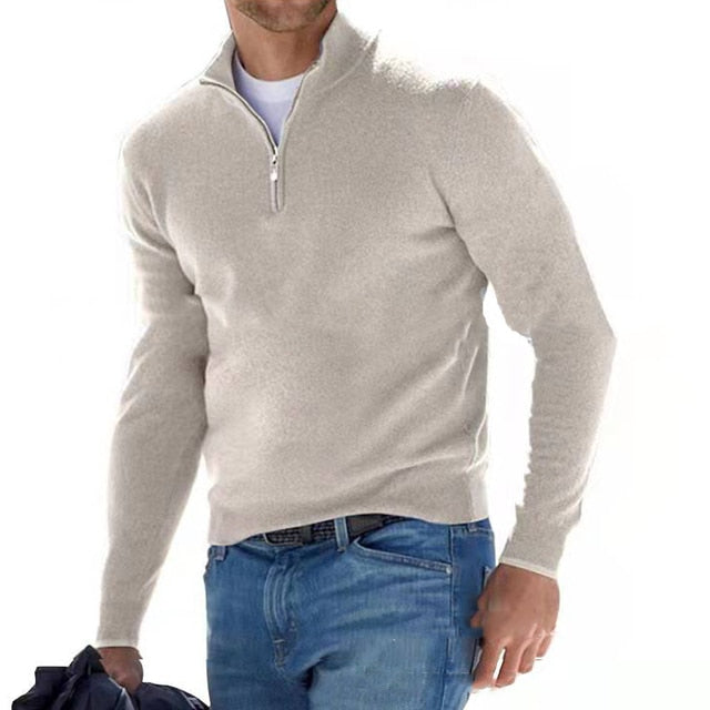 Hugo - Merino Herren Pullover mit V-Ausschnitt und Reißverschluss