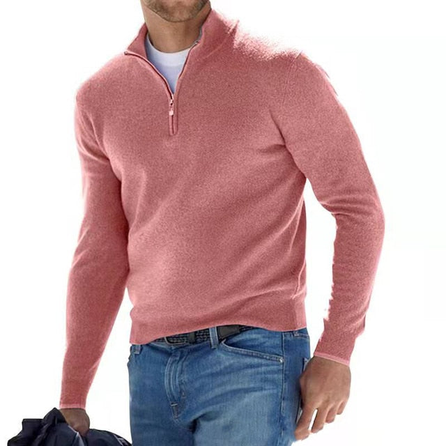 Hugo - Merino Herren Pullover mit V-Ausschnitt und Reißverschluss
