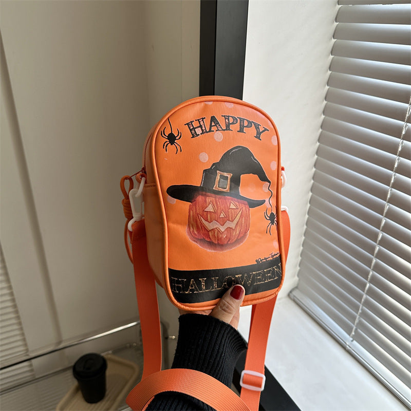 Halloween Kürbis Schultertasche aus PU | Kompaktes Leichtes Design | Saisonale Umhängetasche für Partys & Kostüm-Events | Schmid