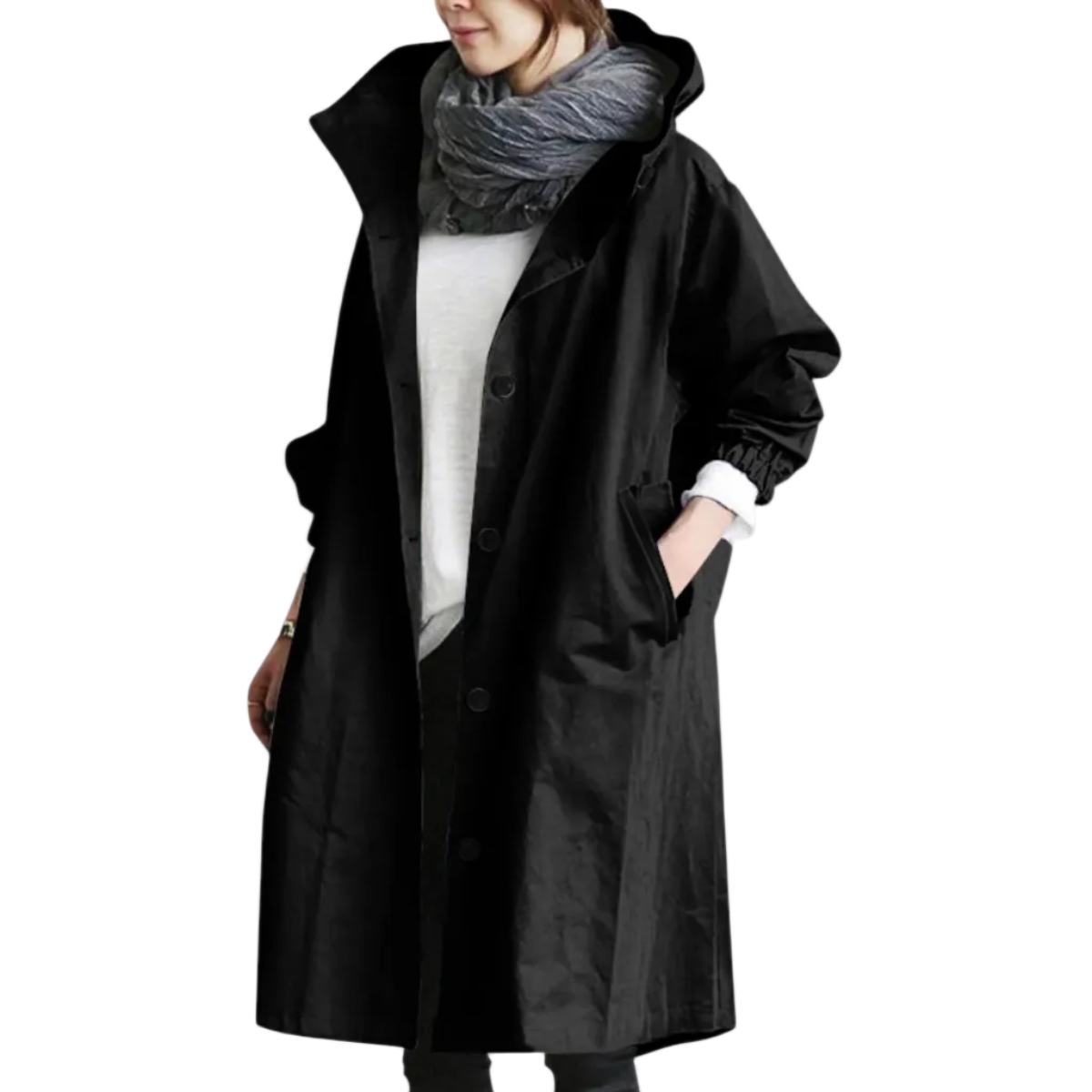 Damen Trenchcoat aus Baumwolle und Polyester | Oversize Langarm Mantel mit Seitentaschen | Alltag und Freizeit | Schmid