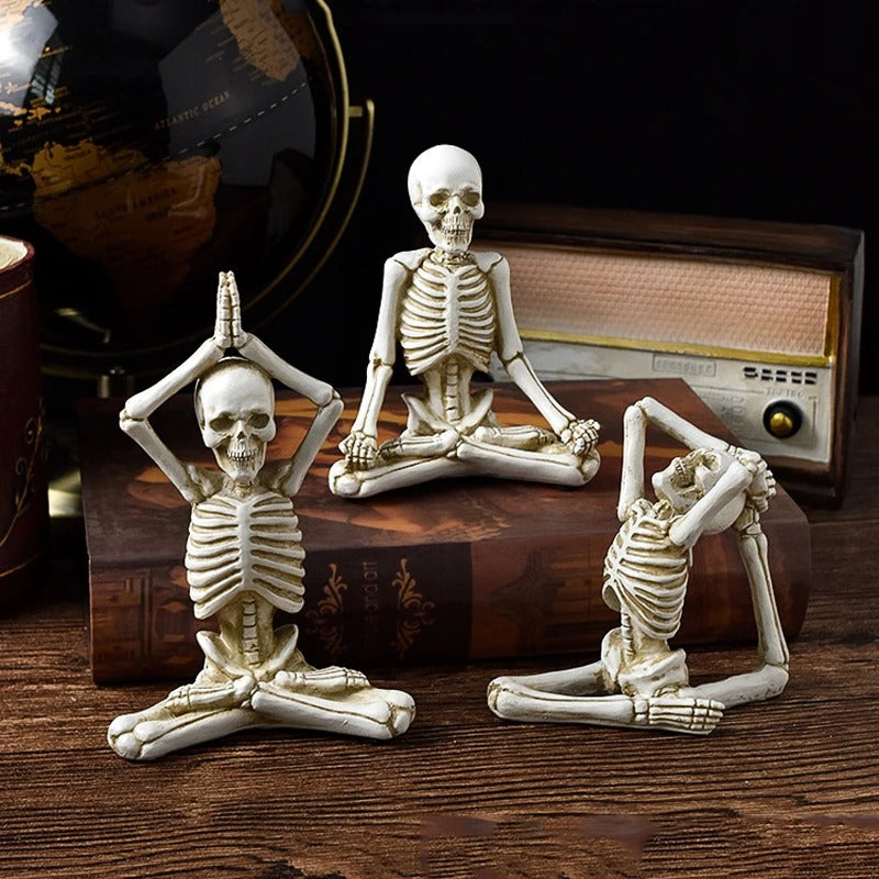 Halloween Skelett Figurine aus Resin | Dekorative Skelettfigur für Tisch und Regal | Saisonale Halloween Dekoration | Schmid