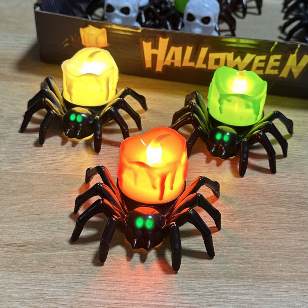Halloween Spinnen Kerzenhalter aus Kunststoff | Freistehendes Deko Ornament | Tischdekoration für Saisonale Halloween Displays | Schmid