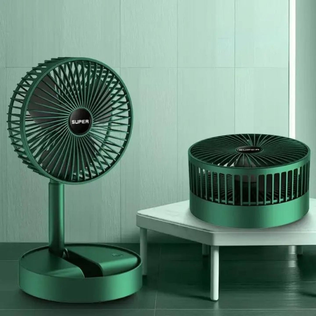 Tragbarer USB-Wiederaufladbarer Ventilator | Zusammenklappbarer Ventilator mit Einstellbarem Luftstrom | Vier Geschwindigkeiten für Schreibtisch, Reisen und Camping | Schmid