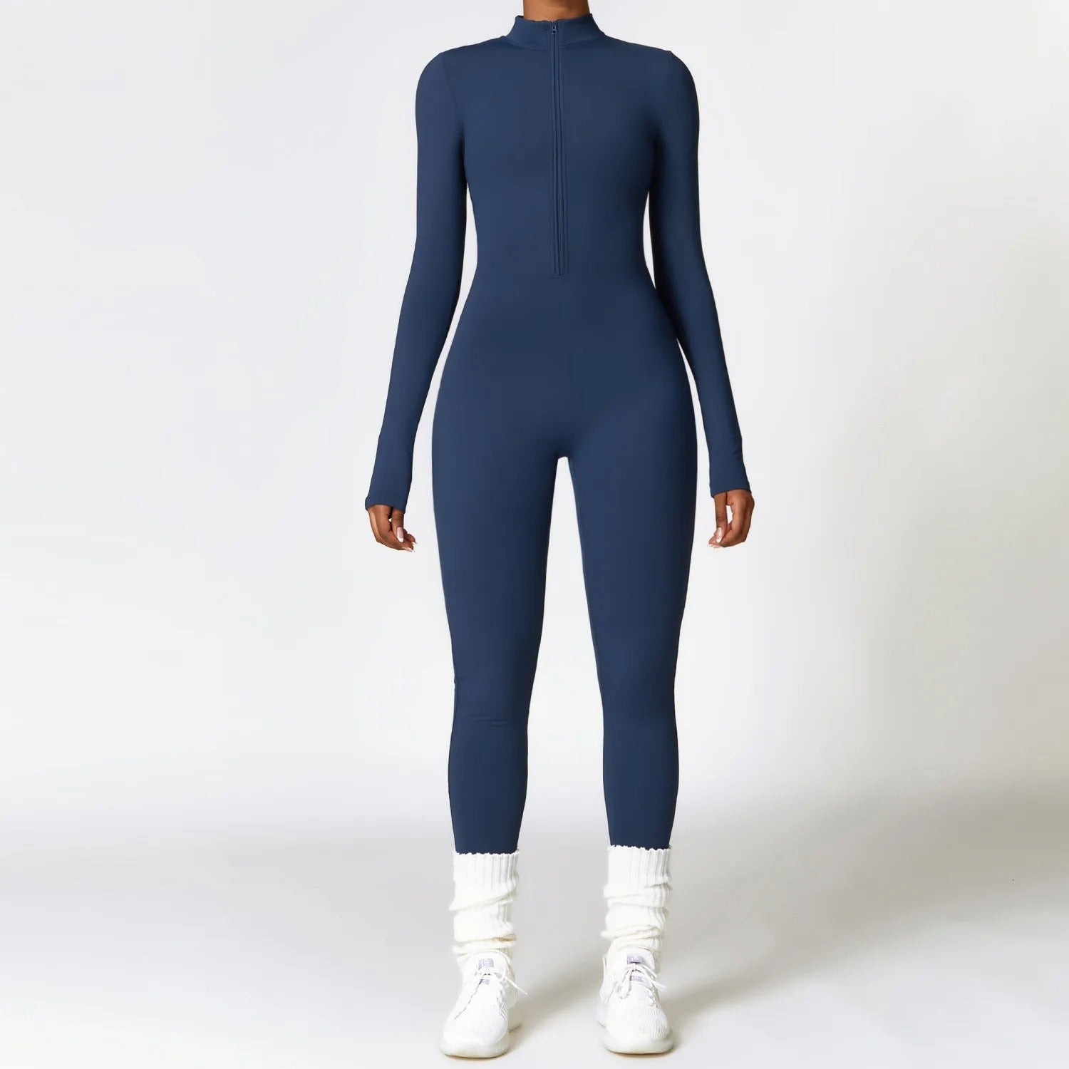 Stephanie | Langärmeliger Jumpsuit Mit Hohem Kragen und Reißverschluss