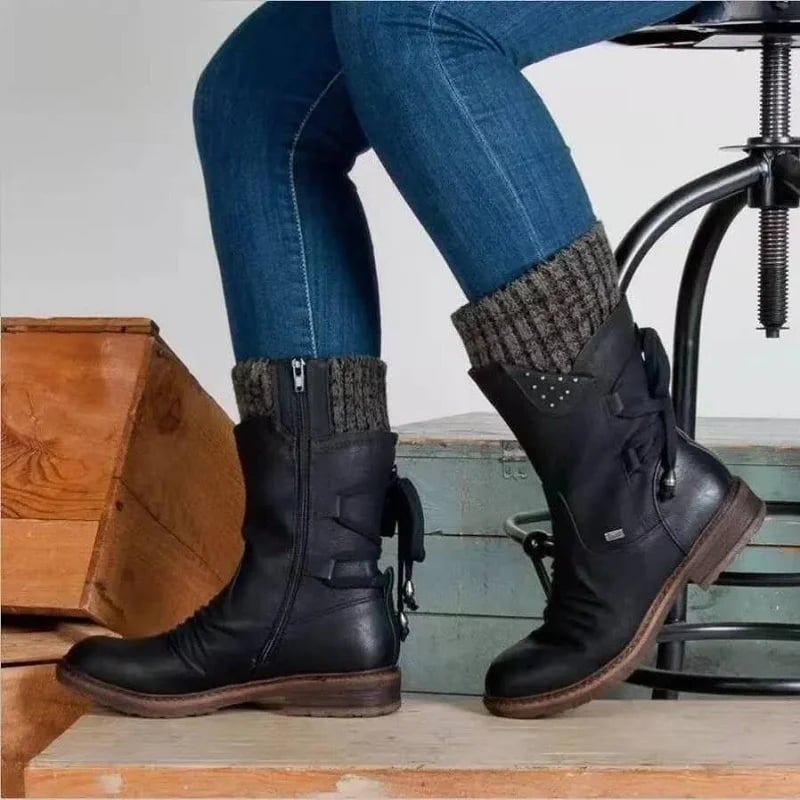 Premium | wasserdichte stiefel mit reißverschluss bis zur mitte der wade