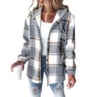 Damen Kapuzenjacke mit Karomuster | Langarm Polyester Jacke mit Knopfverschluss | Jacke zum Layering | Schmid