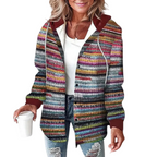 Damen Kapuzenjacke mit Karomuster | Langarm Polyester Jacke mit Knopfverschluss | Jacke zum Layering | Schmid