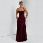 Damen Maxikleid | Maxikleid mit Quadratischem Ausschnitt | Reguläres Ärmelloses Kleid mit Offenem Rücken | Schmid