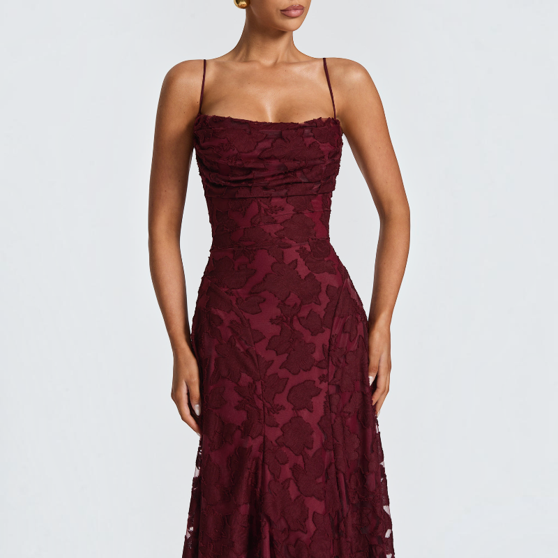 Damen Maxikleid | Maxikleid mit Quadratischem Ausschnitt | Reguläres Ärmelloses Kleid mit Offenem Rücken | Schmid