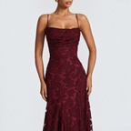 Damen Maxikleid | Maxikleid mit Quadratischem Ausschnitt | Reguläres Ärmelloses Kleid mit Offenem Rücken | Schmid