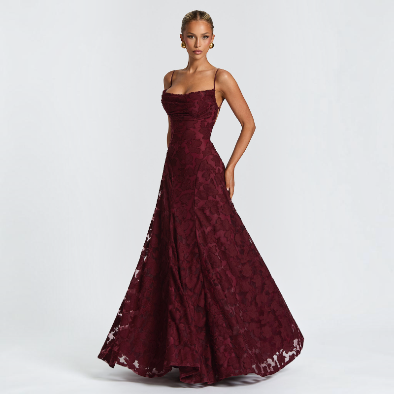 Damen Maxikleid | Maxikleid mit Quadratischem Ausschnitt | Reguläres Ärmelloses Kleid mit Offenem Rücken | Schmid