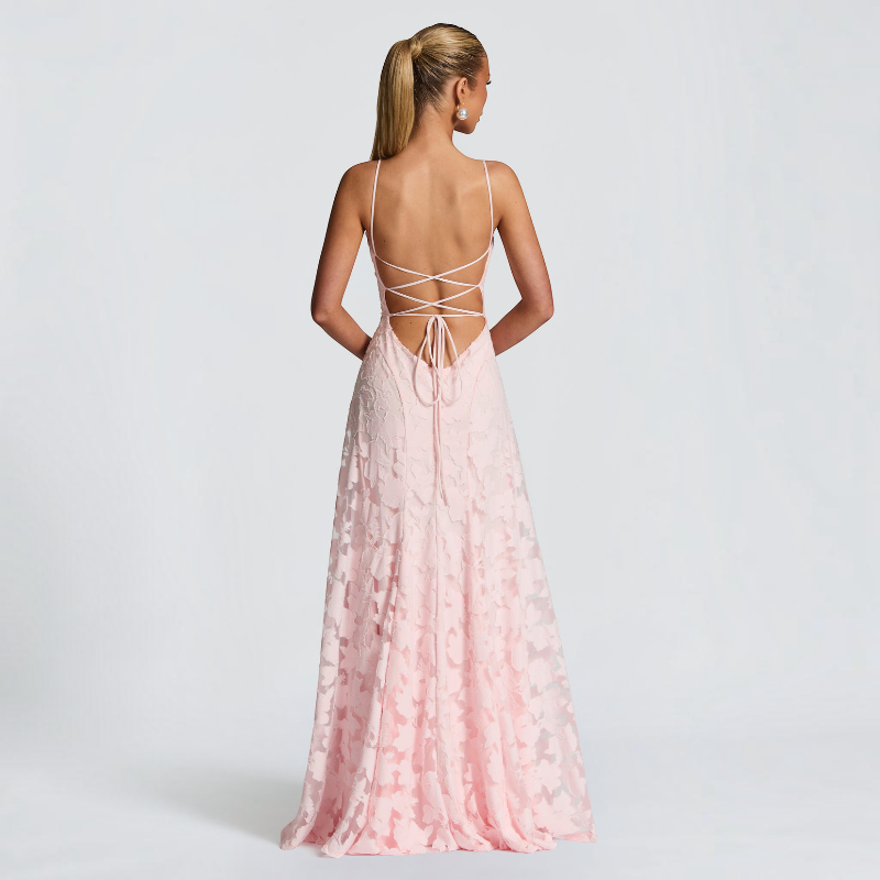 Damen Maxikleid | Maxikleid mit Quadratischem Ausschnitt | Reguläres Ärmelloses Kleid mit Offenem Rücken | Schmid