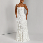 Damen Maxikleid | Maxikleid mit Quadratischem Ausschnitt | Reguläres Ärmelloses Kleid mit Offenem Rücken | Schmid