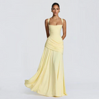 Damen Maxikleid | Maxikleid mit Spaghetti-Trägern | Reguläres Maxikleid mit Raffungen | Schmid