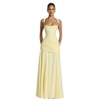 Damen Maxikleid | Maxikleid mit Spaghetti-Trägern | Reguläres Maxikleid mit Raffungen | Schmid