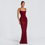 Damen Maxikleid | Maxikleid mit Quadratischem Ausschnitt | Reguläres Ärmelloses Kleid mit Hoher Taille | Schmid