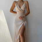 Damen Maxikleid | Ärmelloses Maxikleid mit V-Ausschnitt | Reguläres Kleid mit Seitenschlitz | Schmid