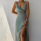 Damen Maxikleid | Ärmelloses Maxikleid mit V-Ausschnitt | Reguläres Kleid mit Seitenschlitz | Schmid
