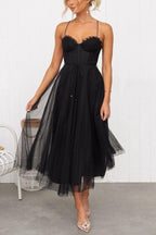 Damen Maxikleid aus Chiffon – ärmellos, Träger, Knöchellang