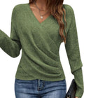 Damen Sweatshirt aus Polyester | V Ausschnitt Sweatshirt mit Kreuzdesign und Langarm | Freizeit und Alltag | Schmid