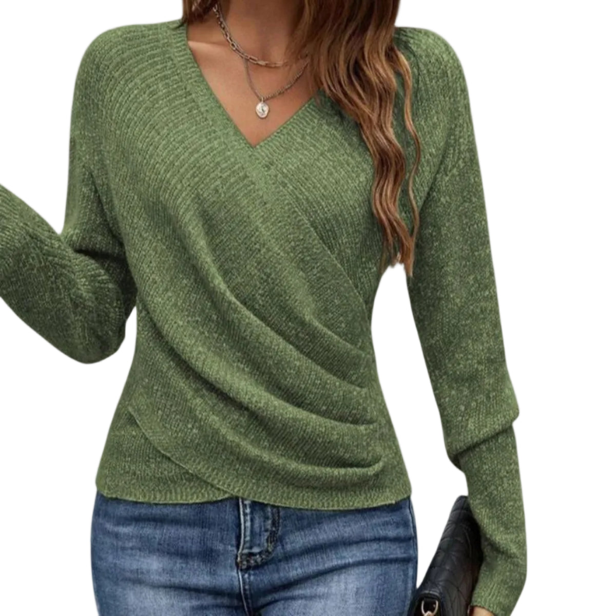 Damen Sweatshirt aus Polyester | V Ausschnitt Sweatshirt mit Kreuzdesign und Langarm | Freizeit und Alltag | Schmid