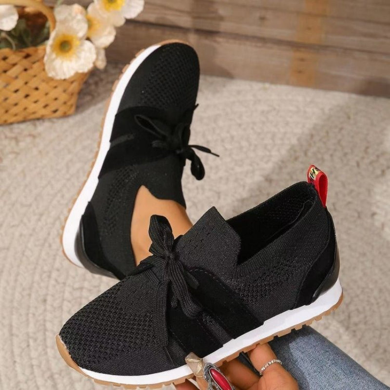 Damen Plateau Sneaker Slip-On mit Schnürdesign – Freizeitschuhe