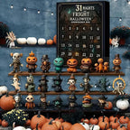 Halloween Countdown Box PVC-Mix | 31 Mini Figuren & Dekorationen | 30 × 24 × 2,8 cm Saisonales Countdown-Set | Schmid