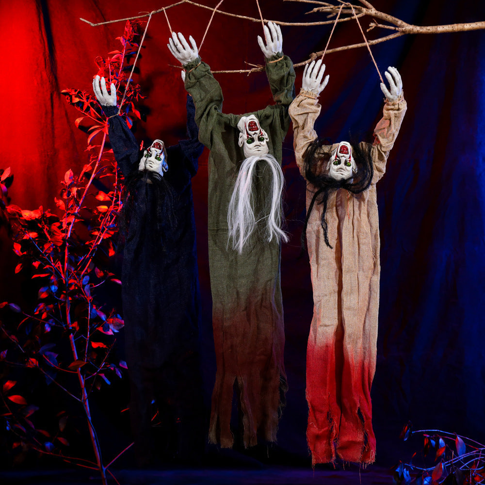 Hängende Gespensterdekoration aus Stoff | Halloween Ornament mit langen Haaren | Hängedekoration für Innen- & Außenbereiche | Schmid
