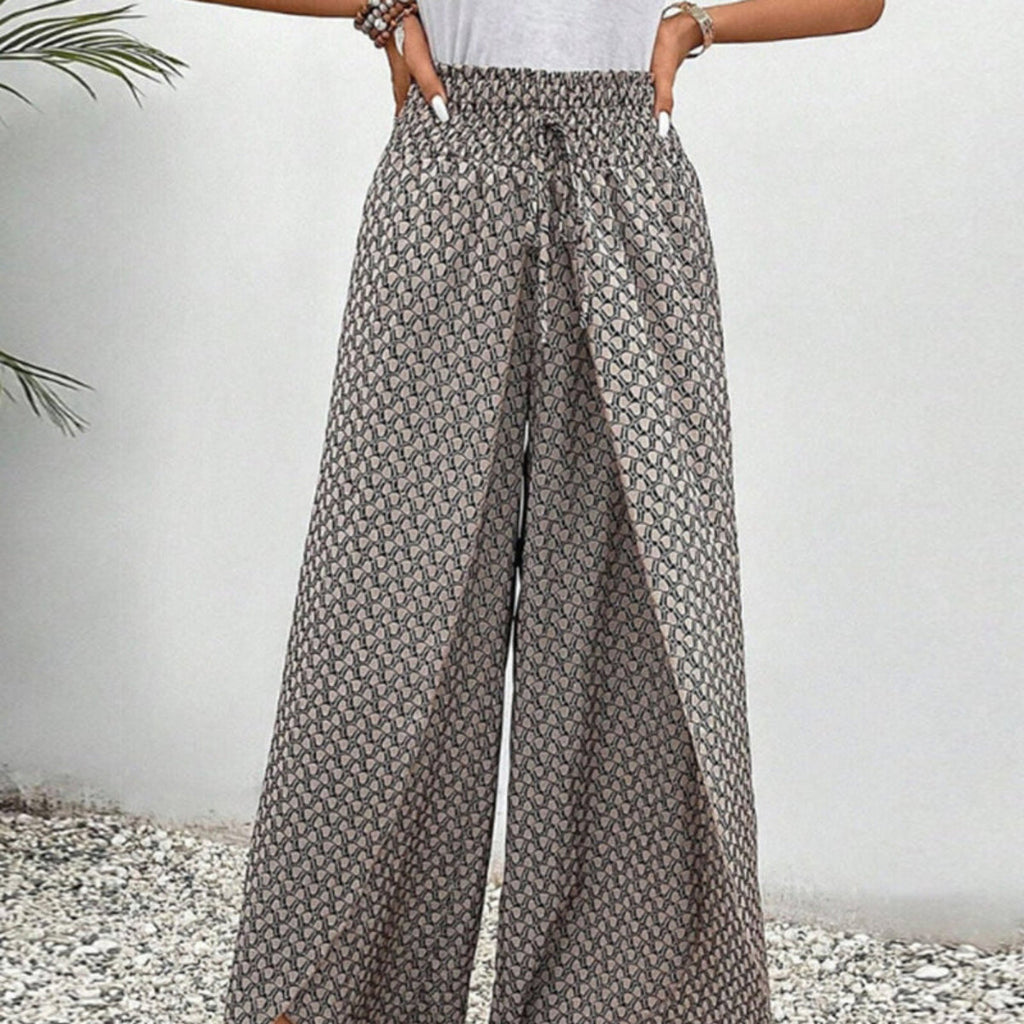 Damenhosen aus Polyester | Weite Hosenbeine | Geometrisches Muster für Alltag und Freizeit | Schmid