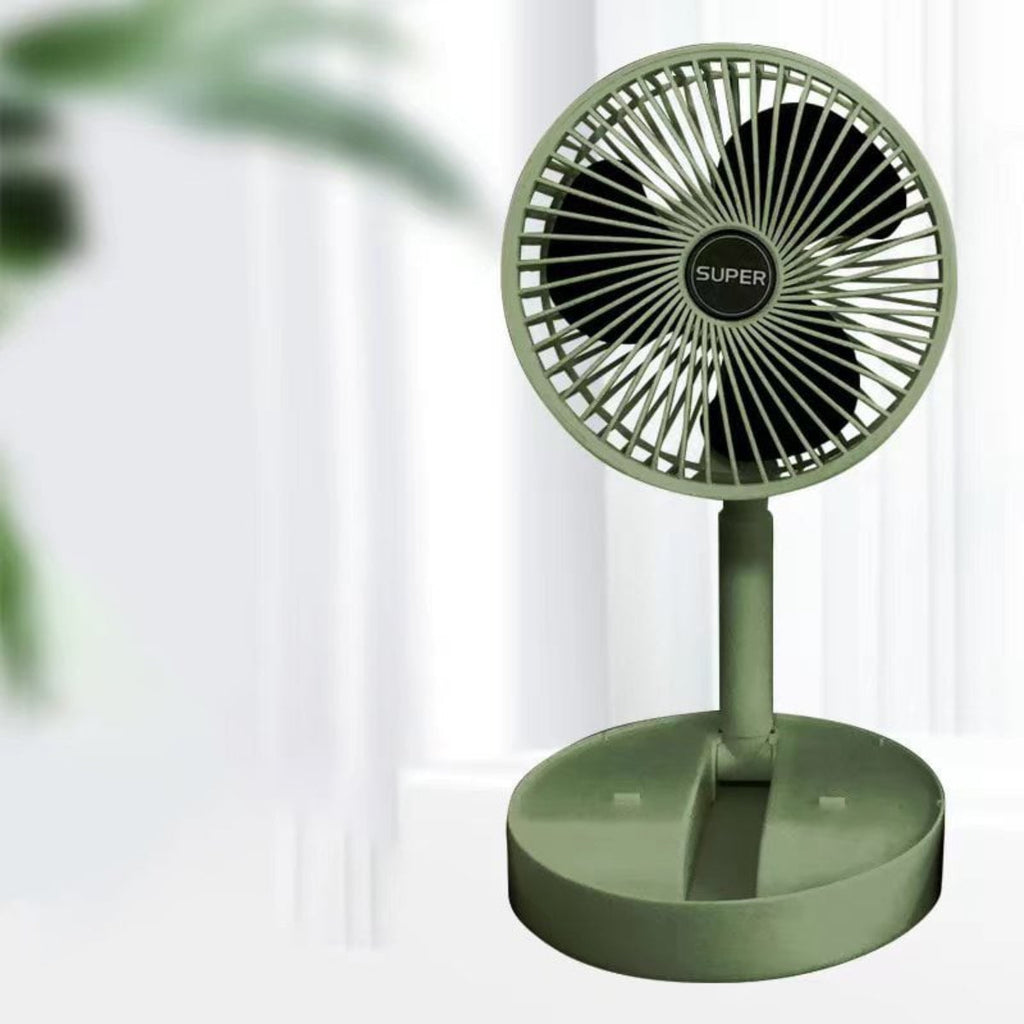 Tragbarer USB-Wiederaufladbarer Ventilator | Zusammenklappbarer Ventilator mit Einstellbarem Luftstrom | Vier Geschwindigkeiten für Schreibtisch, Reisen und Camping | Schmid