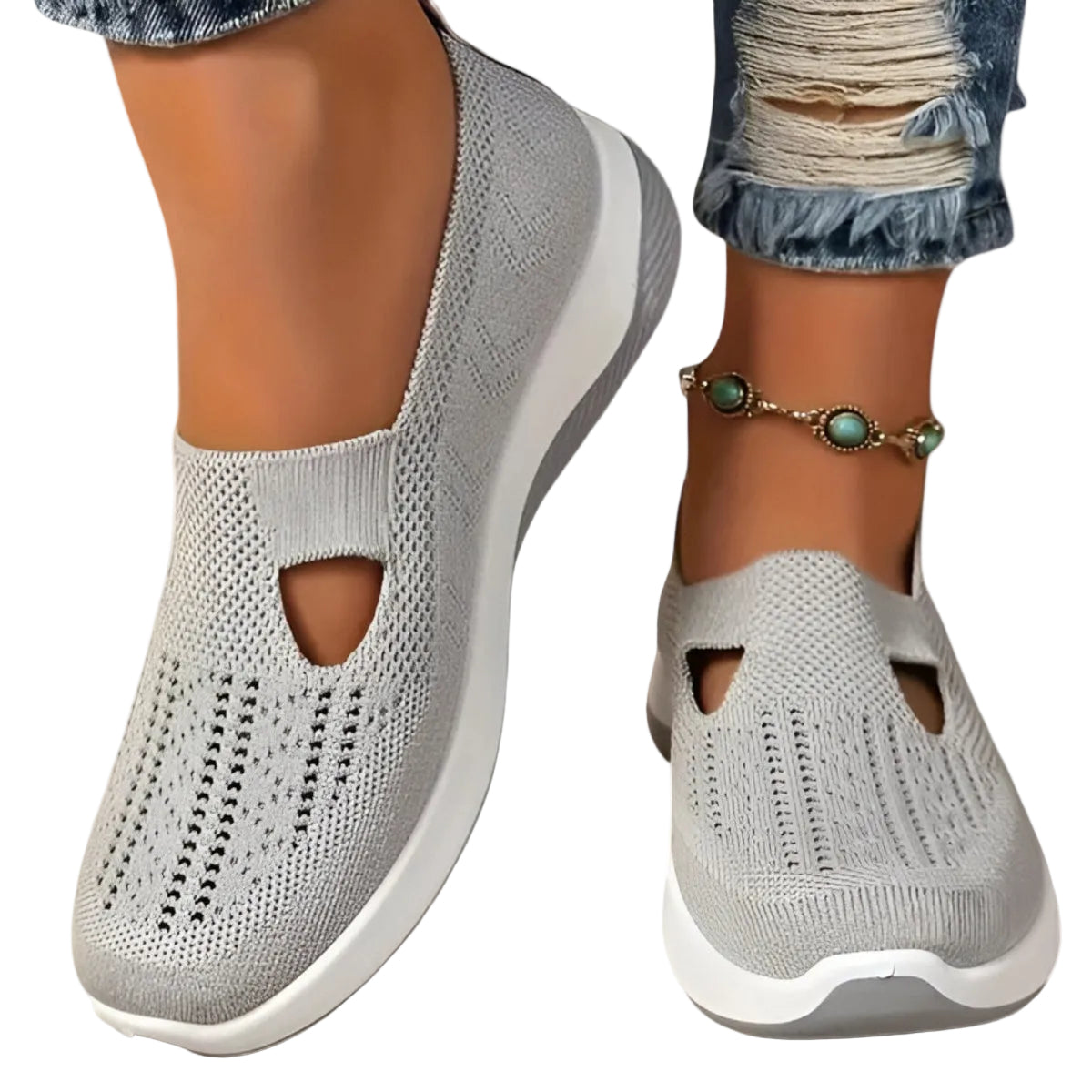 Damen Freizeitschuhe – Flach, Schnürung/Slip-on, Einfarbig