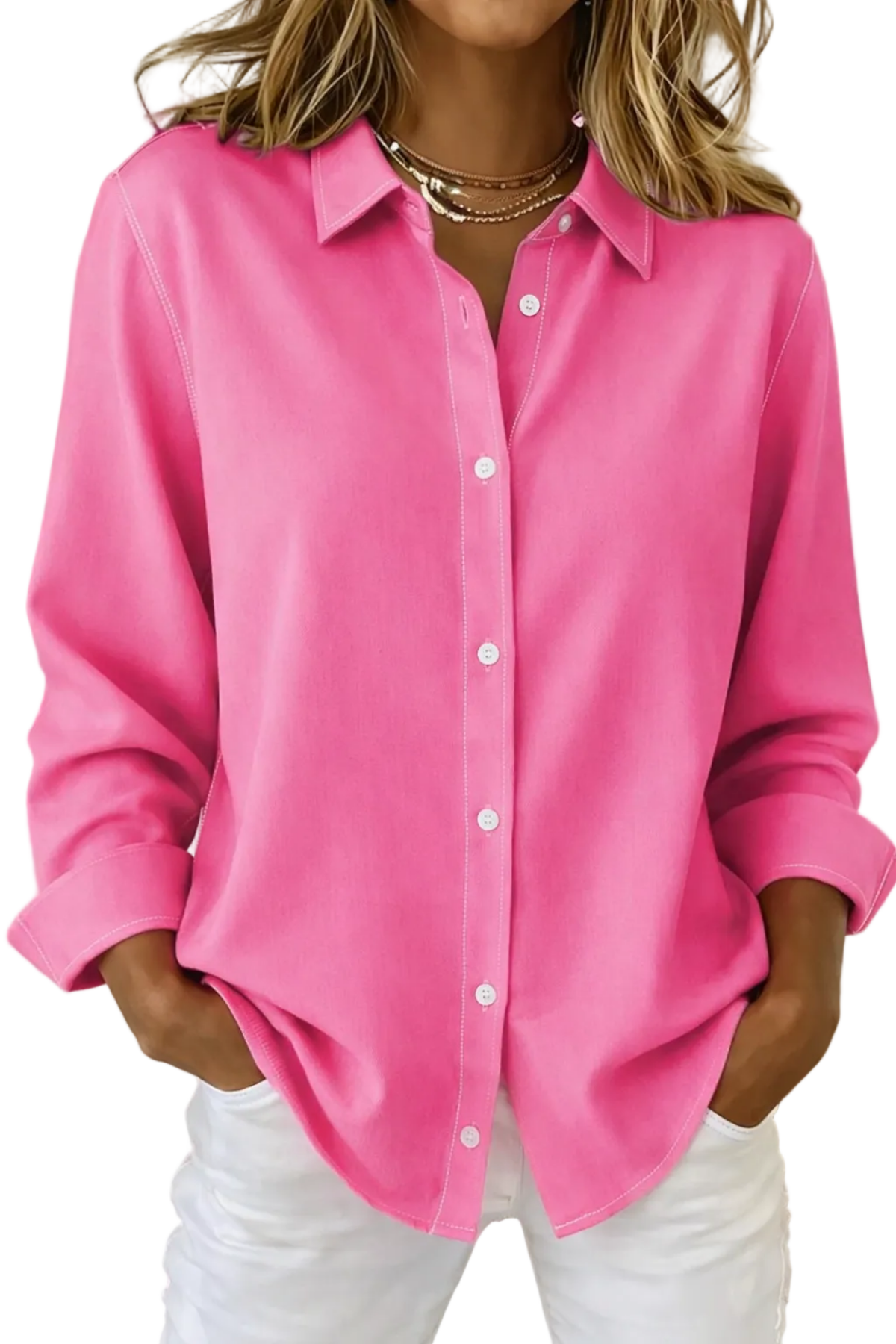 Eliana - Bluse Lätt Blus med Knäppning och Krage