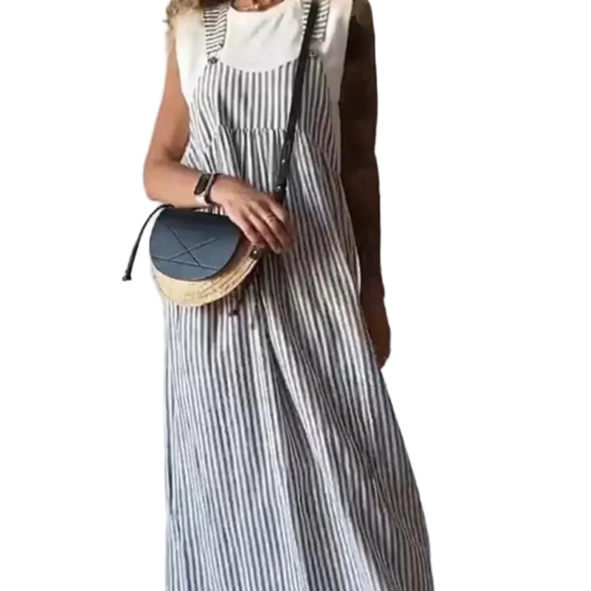 Liana - Jumpsuit Gestreifter Jumpsuit mit kurzen Ärmeln