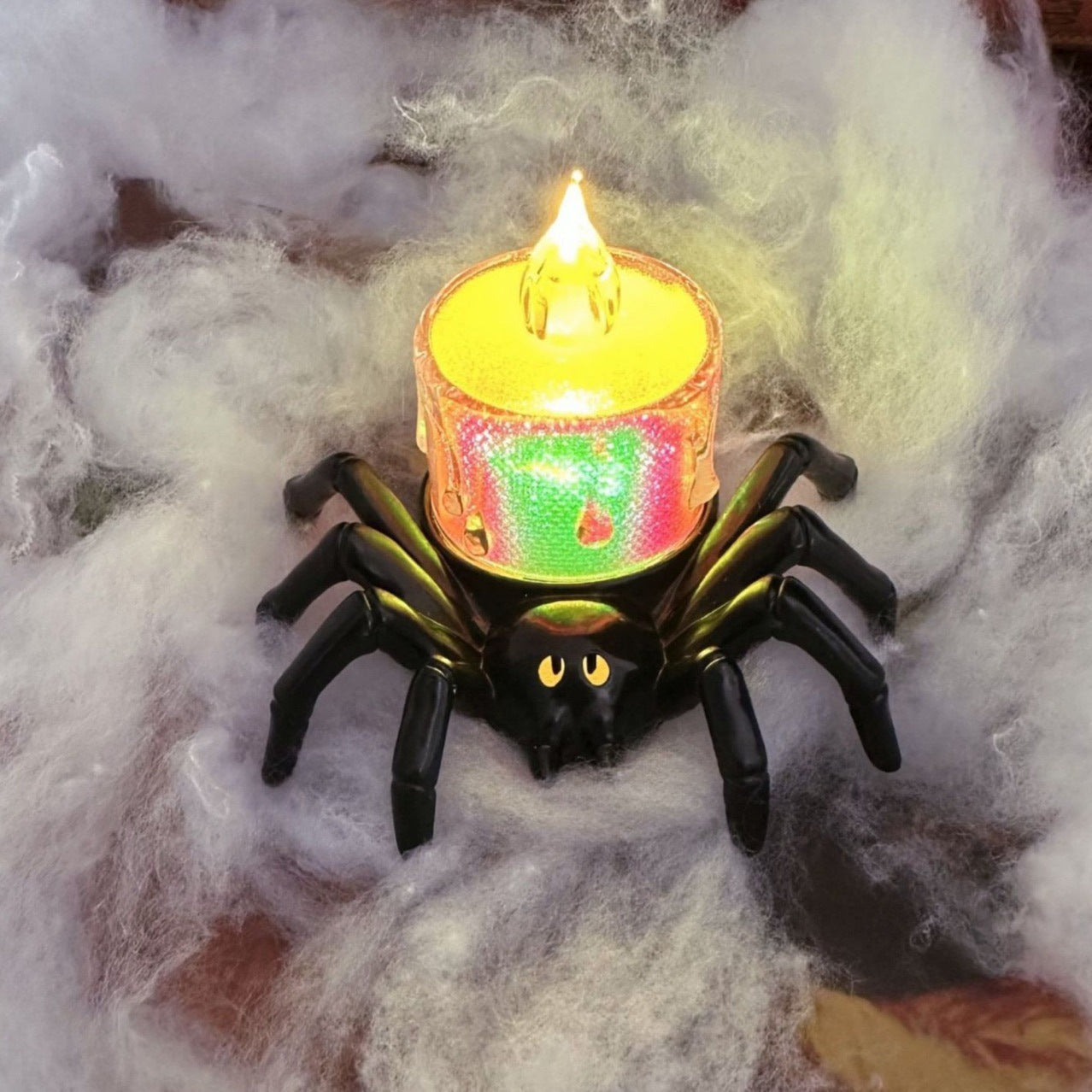 Halloween Spinnen Kerzenhalter aus Kunststoff | Freistehendes Deko Ornament | Tischdekoration für Saisonale Halloween Displays | Schmid