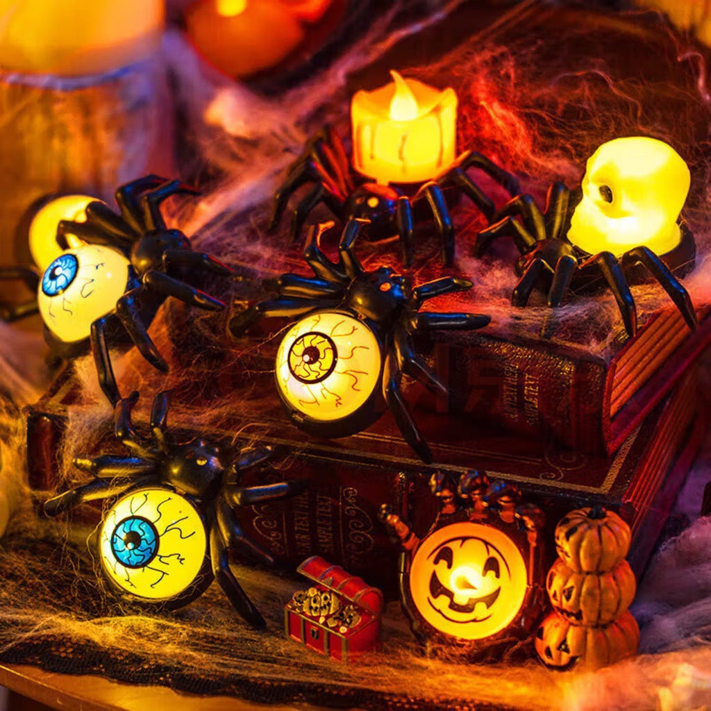 Halloween Spinnen Kerzenhalter aus Kunststoff | Freistehendes Deko Ornament | Tischdekoration für Saisonale Halloween Displays | Schmid