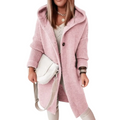 Damen Strickjacke aus Polyester und Spandex | Kapuzen Strickjacke mit Langarm und Knopfleiste | Alltag und Freizeit | Schmid