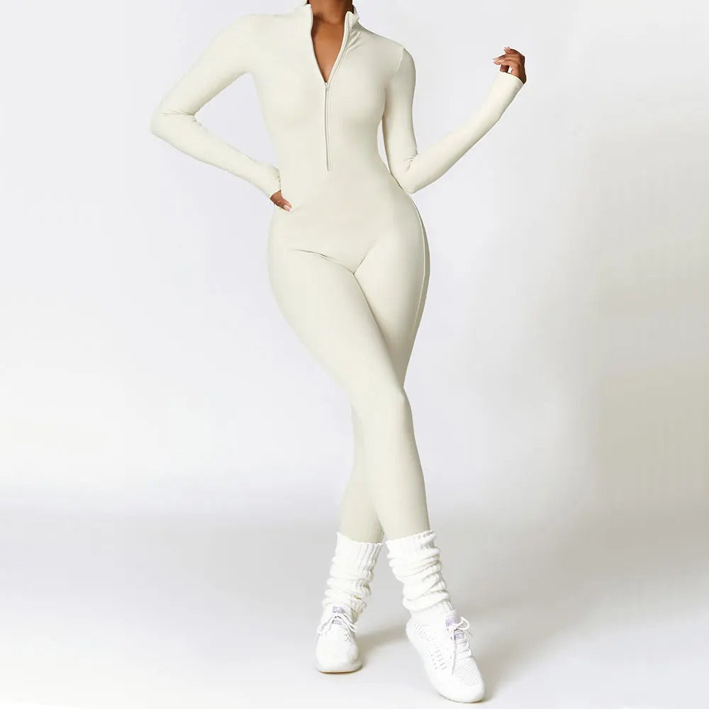 Stephanie | Langärmeliger Jumpsuit Mit Hohem Kragen und Reißverschluss