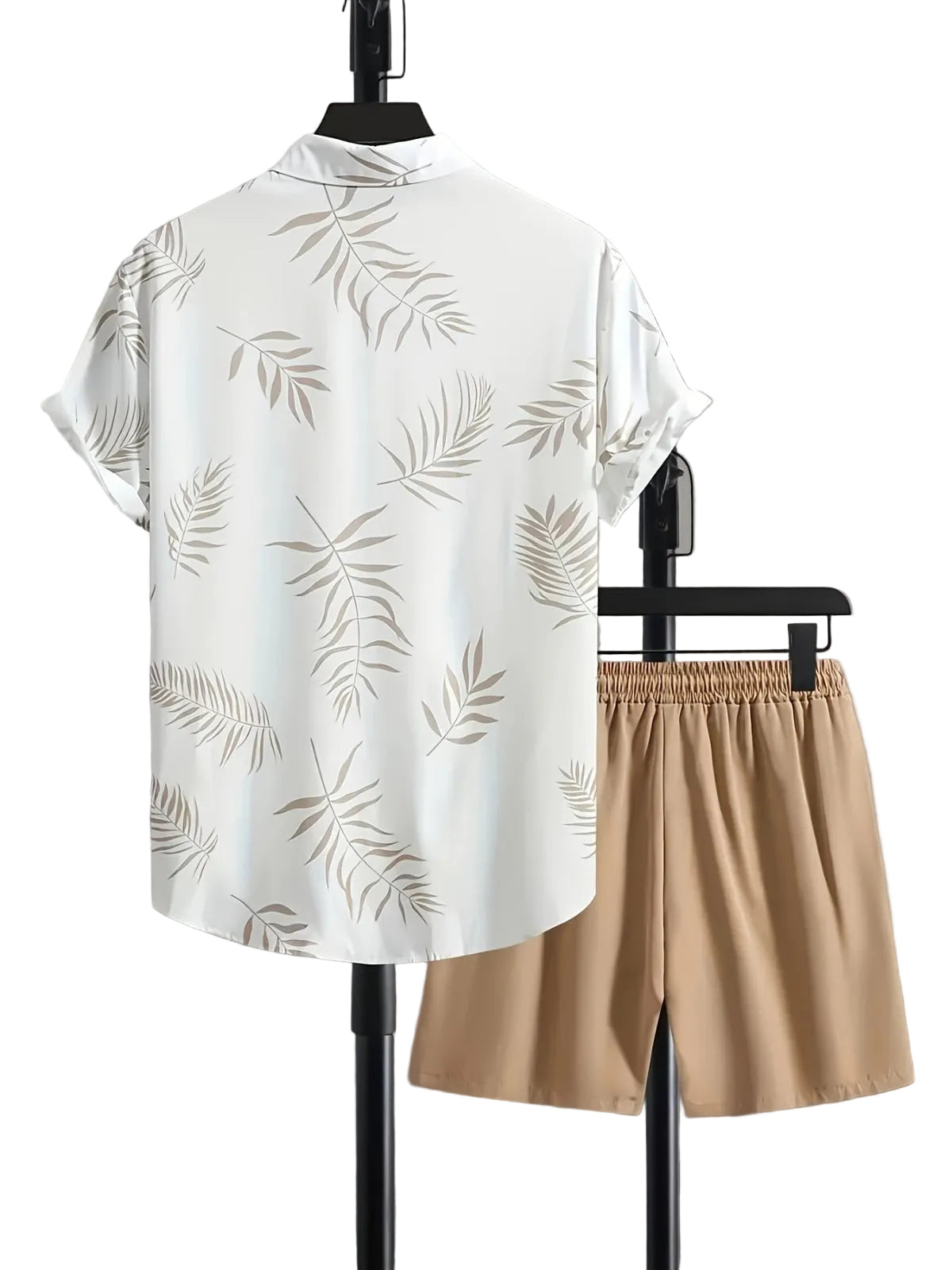 Herren Baumwollmischungs-Set | Regular Fit Hemd und Shorts Set | Blattmuster für Freizeit und Urlaub | Schmid