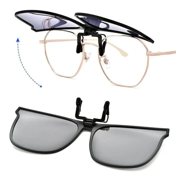 Clip-On Sonnenbrille | Polarisierte TAC-Gläser & UV400-Schutz | Faltbares Legierungsdesign für Korrektionsbrillen | Schmid