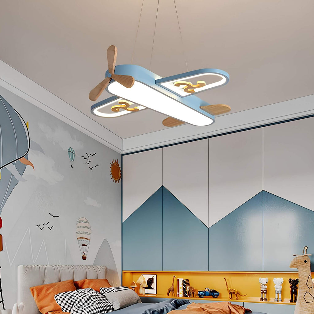 LED-Pendelleuchte in Flugzeugform | Acryl & Integrierte LED-Streifen | Dimmbare Deckenleuchte für Kinderzimmer | Schmid