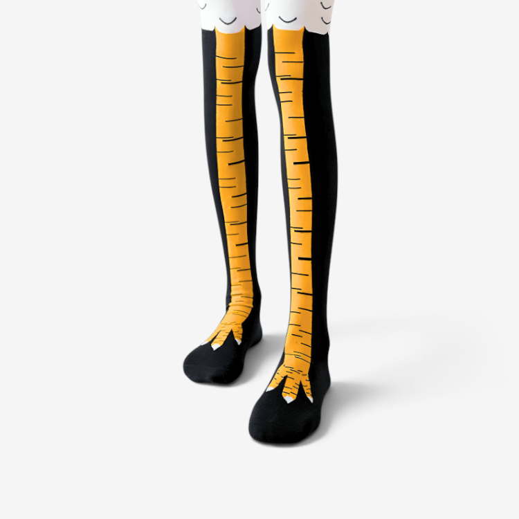 Hühnerfuß Socken aus Baumwolle & Polyester | Knie- & Oberschenkelhoch Design | Kostümsocken für Partys & Freizeit | Schmid