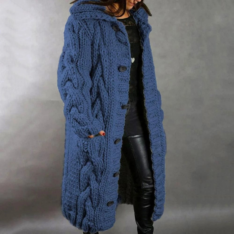 Damen Kapuzenmantel aus Polyester | Langarm Mantel mit Knopfverschluss und Kapuze | Alltag und Freizeit | Schmid
