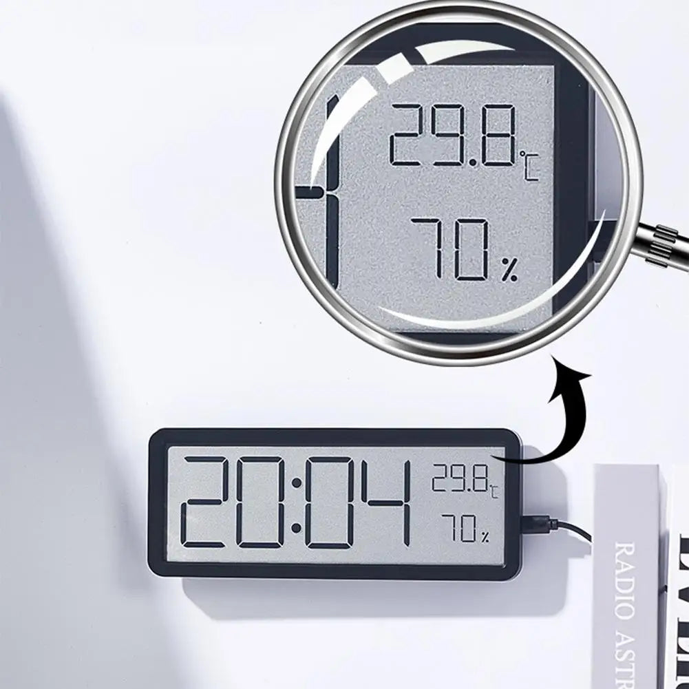 Digitale LED-Uhr – mit Thermometer und Hygrometer, großes Display