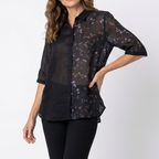 Lia Leinen-Look Hemd – Damen Langarm Knopfhemd
