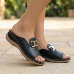 Jemima Block-Heel Slip-On Sandalen – Damen Offene Sandalen mit Blockabsatz