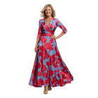 Damen Maxikleid | Maxikleid mit Blumenmuster und V-Ausschnitt | Reguläre Passform aus Polyester für Alltag und Freizeit | Schmid