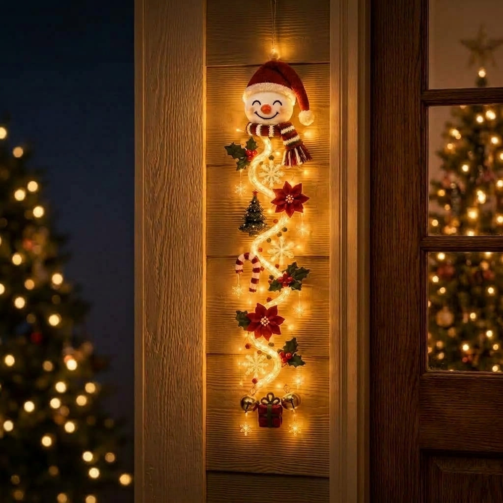 LED-Weihnachtshänger | Stoff- & Kunststoffkonstruktion mit Integrierter Beleuchtung | 50 cm Vertikale Dekoration für Türen & Wände | Schmid