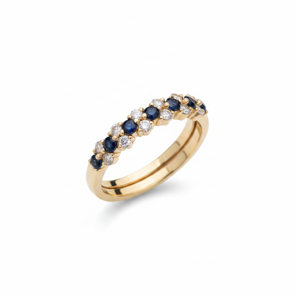 Damen - Ring Set  Goldfarbene Ringe mit Stein-Details